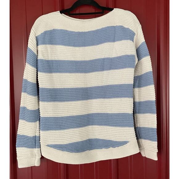 Lauren Ralph Lauren Sweater Classic Nautical Striped Knit Pullover Womens Large - Picture 1 of 7